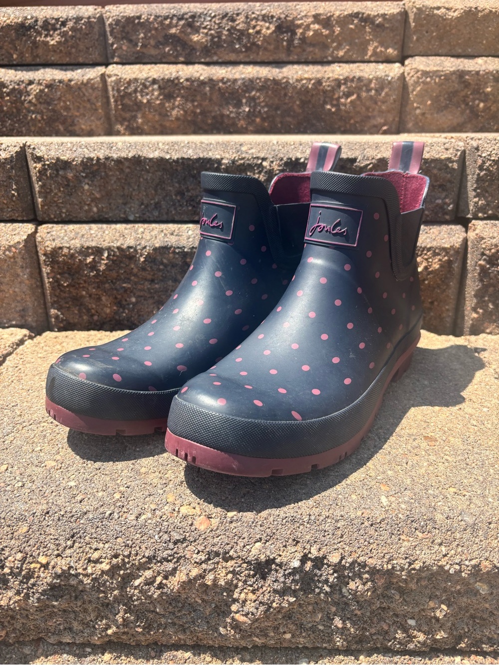 Joules Navy Rain Boot with Pink Interior